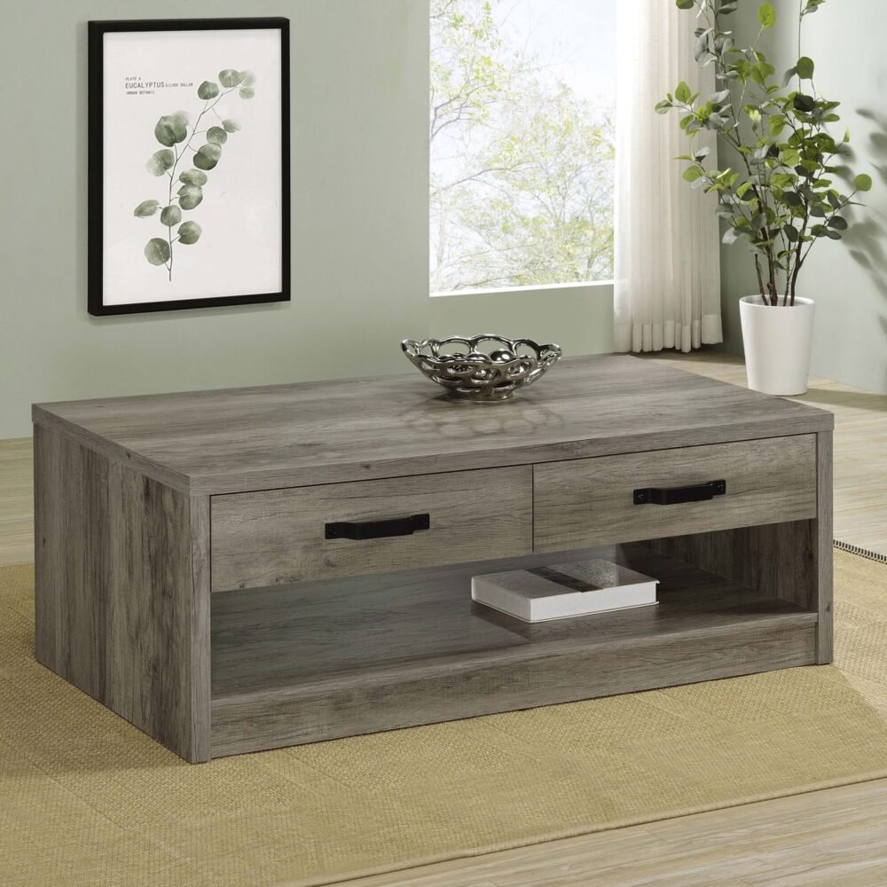 Felix 2-Drawer Rectangular Engineered Wood Coffee Table Grey Driftwood