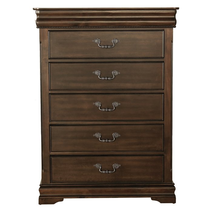 Mont Belvieu Collection Dark cherry finish Chest, Hidden Drawer