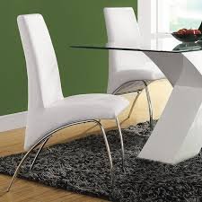 Pervis White Synthetic Leather & Chrome Finish Side Chair (Set-2)