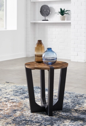 Hanneforth Brown/Black Round End Table