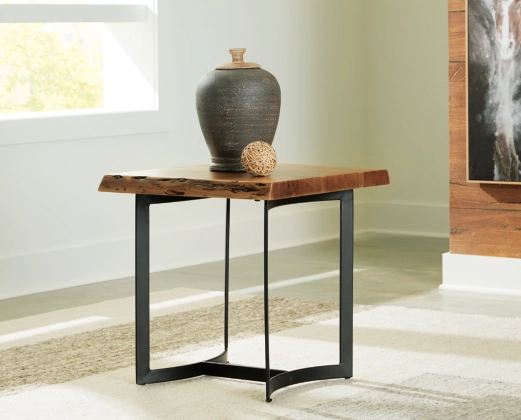 Fortmaine Brown/Black Rectangular End Table