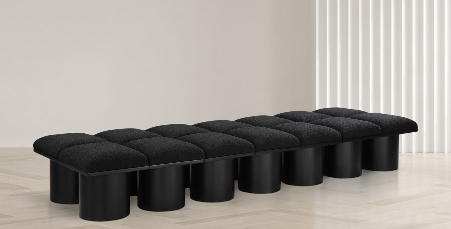 Pavilion Black Boucle Fabric 14pc. Modular Bench