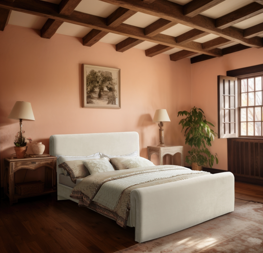 Sloan Cream Velvet King Bed