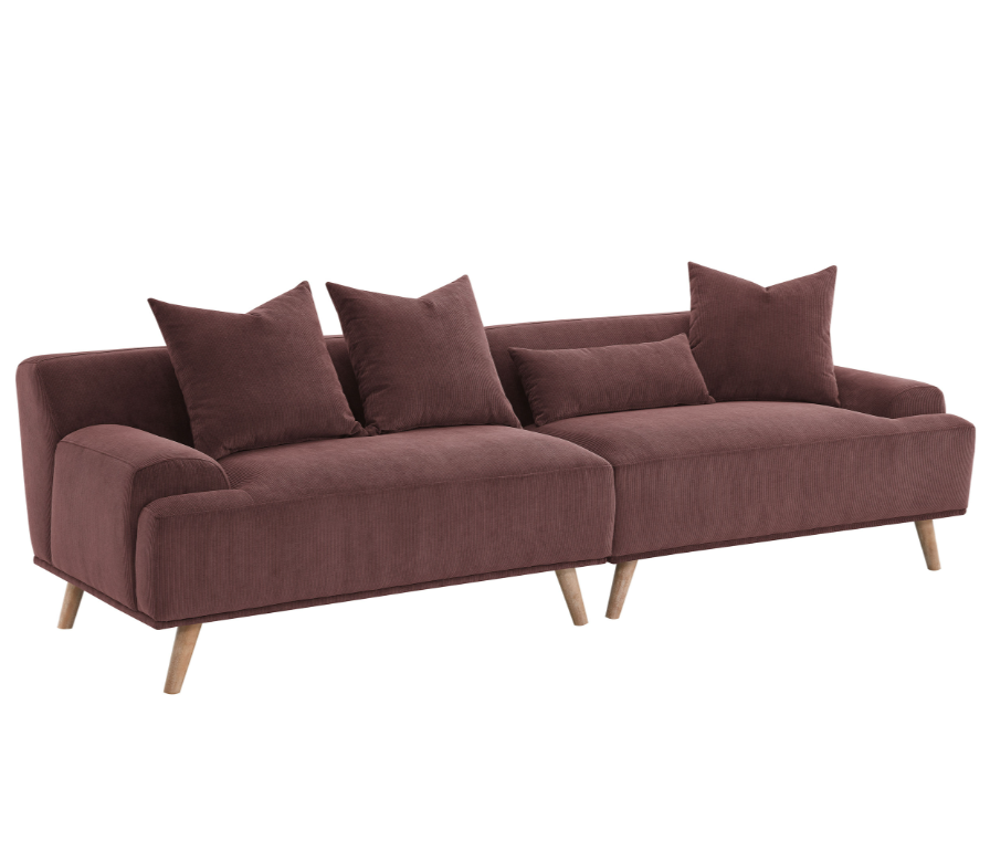 Elizabeth Corduroy Upholstered Extra Long Sofa Wine Red