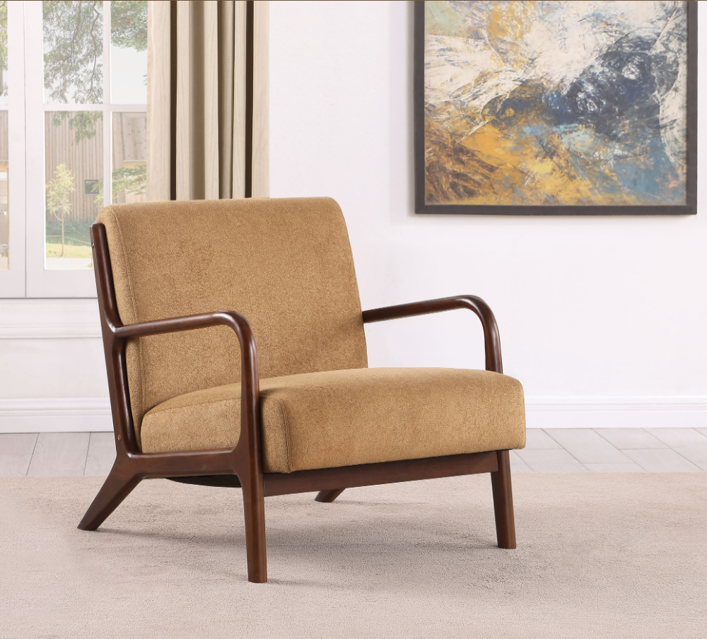 Foster Upholstered Wood Frame Accent Chair Peacock Honey