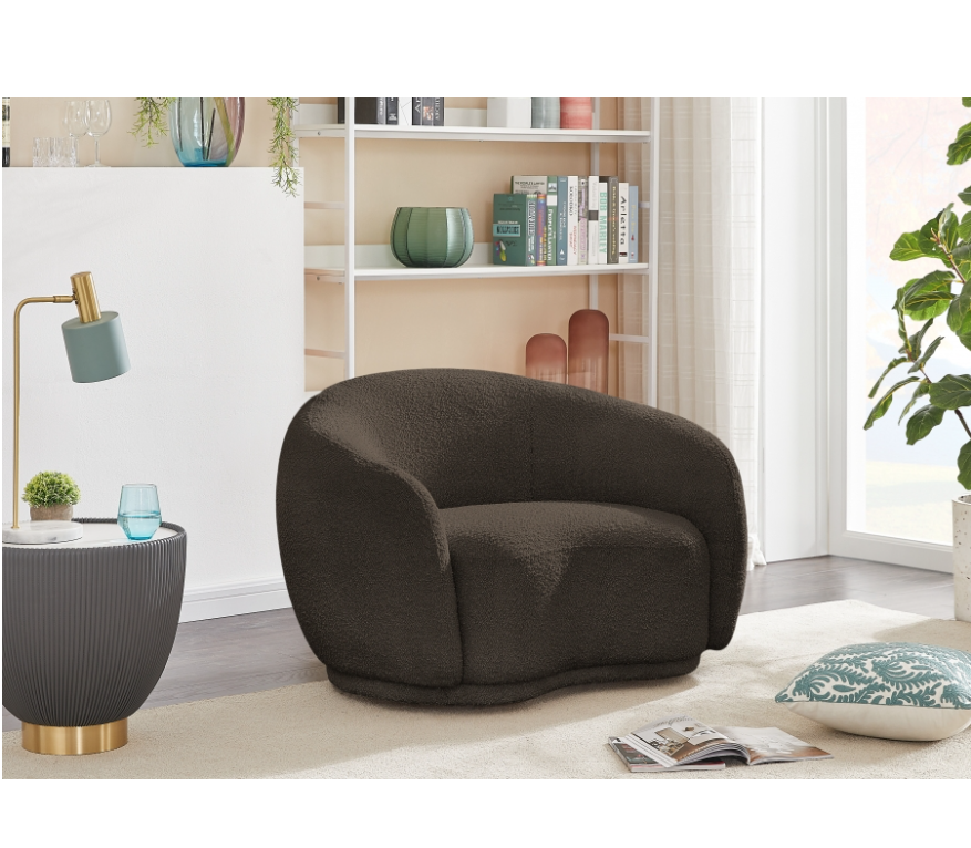Hyde Brown Boucle Fabric Chair