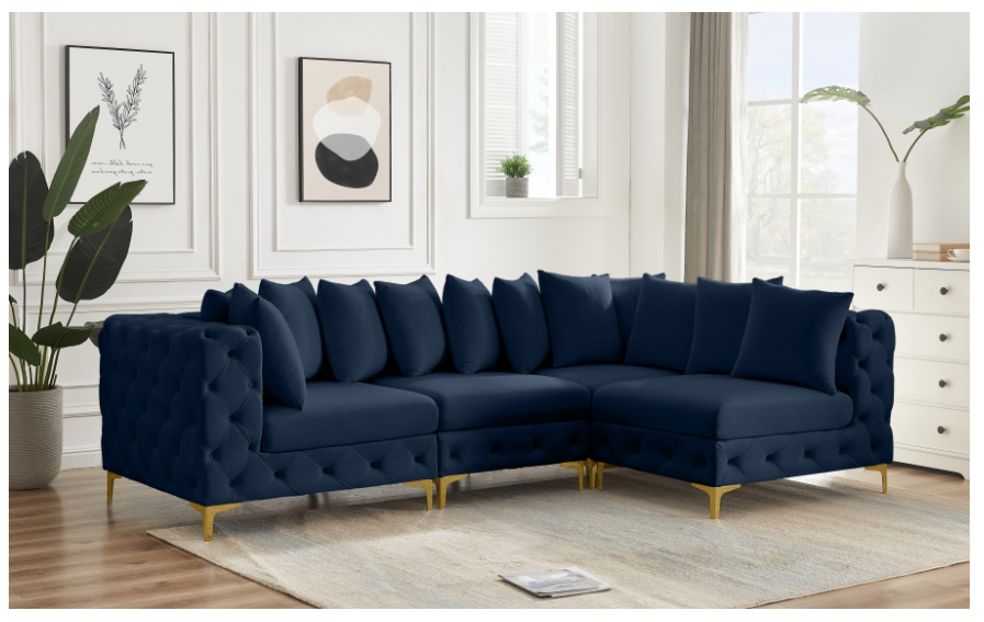 Tremblay Navy Velvet Modular Sectional