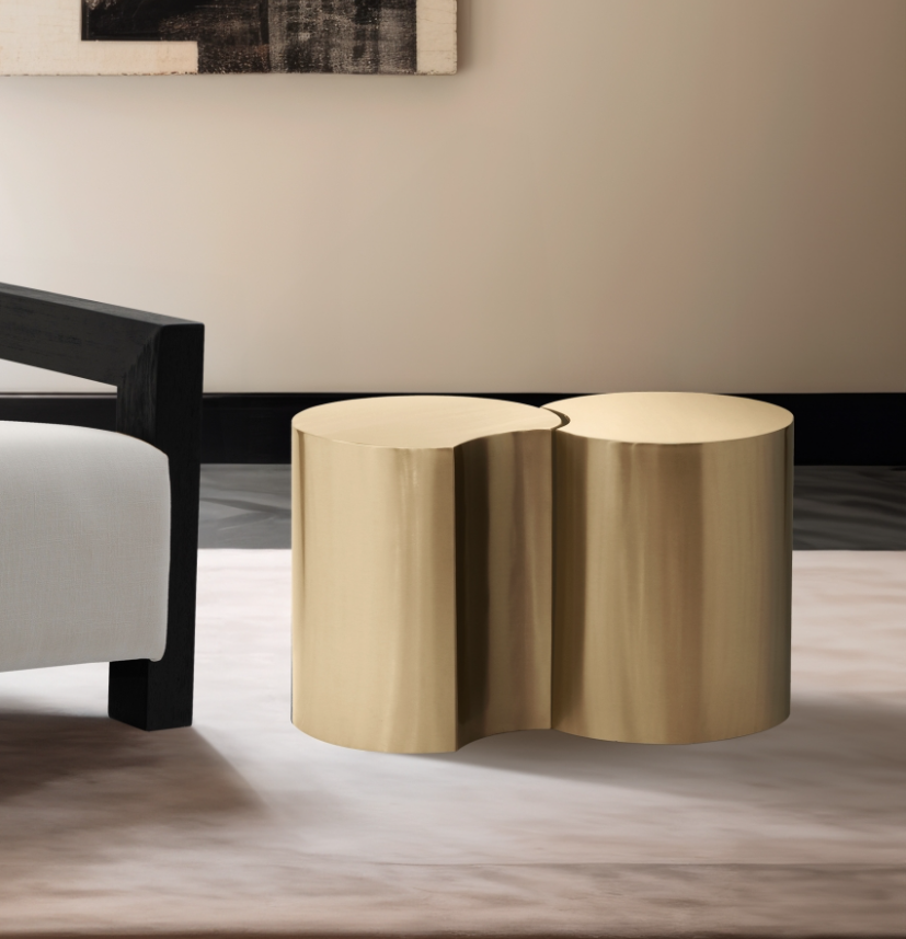 Dimple Gold 2 Piece Modular Nesting End Table