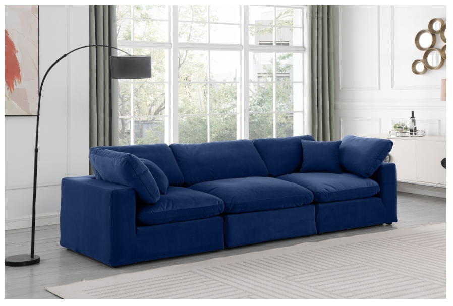 Comfy Navy Velvet Sofa