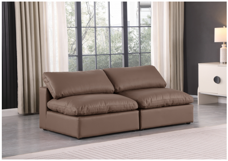 Comfy Brown Vegan Leather Sofa