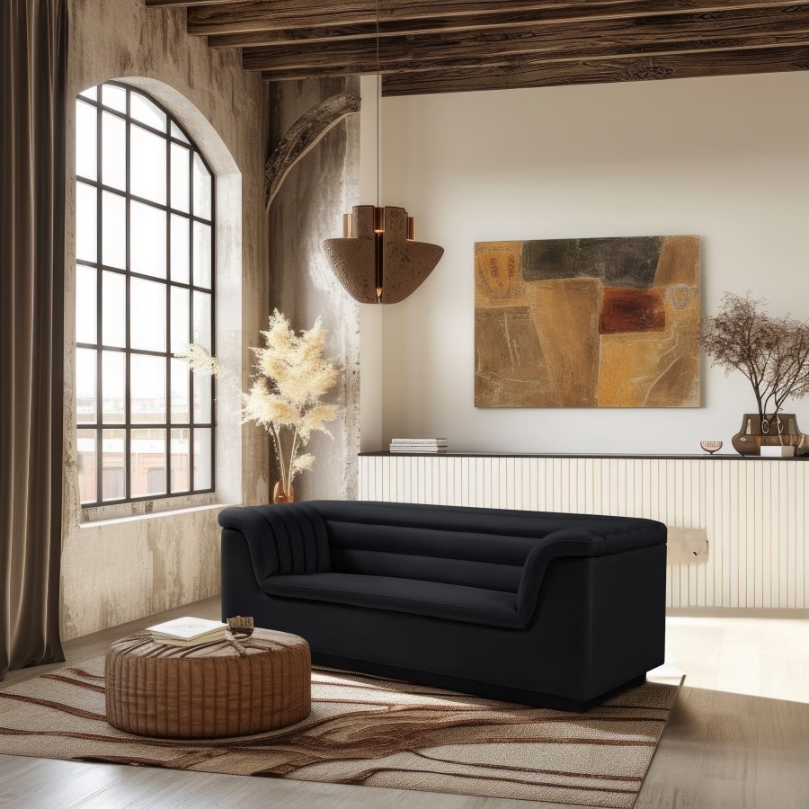 Cascade Velvet Fabric Loveseat