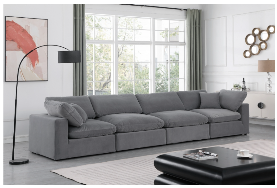 Comfy Grey Velvet Sofa