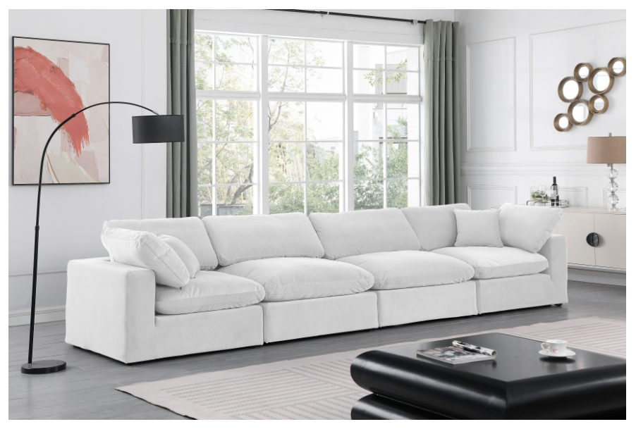 Comfy Cream Velvet Sofa