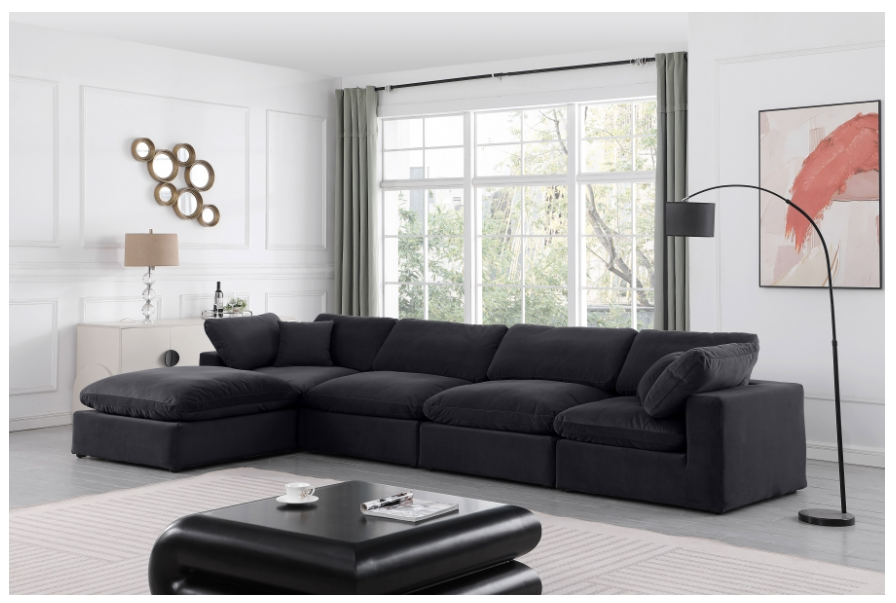 Comfy Black Velvet Sectional