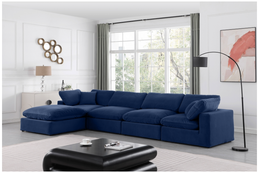 Comfy Navy Velvet Sectional