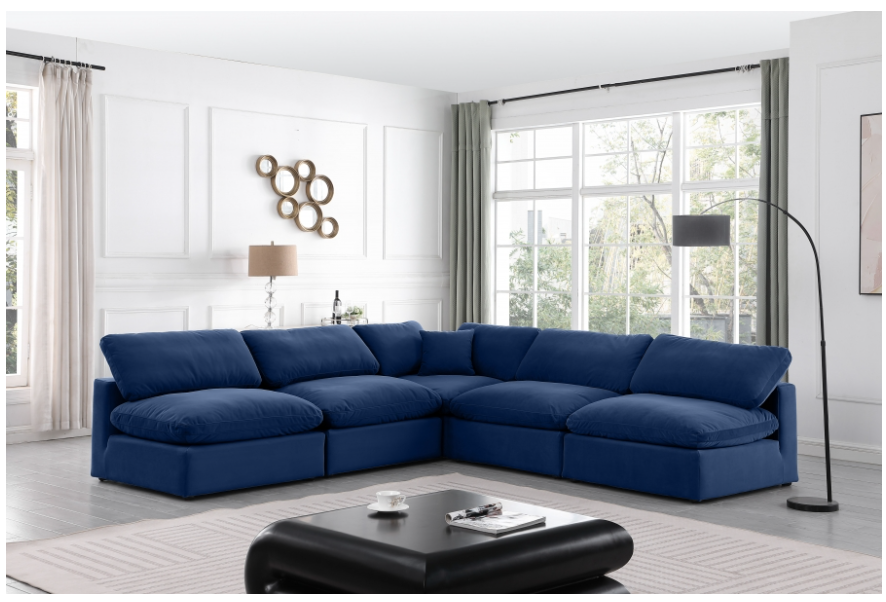 Comfy Navy Velvet Sectional