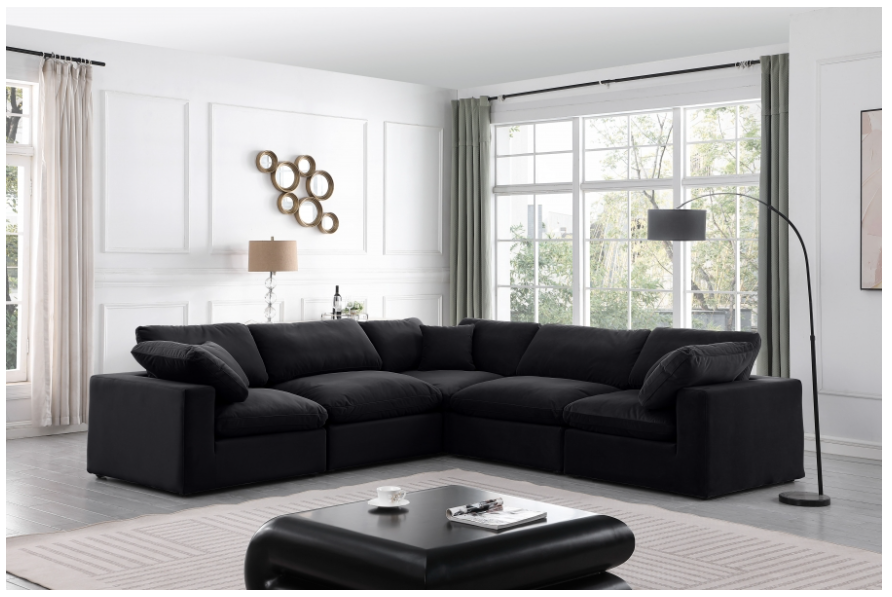 Comfy Black Velvet Sectional