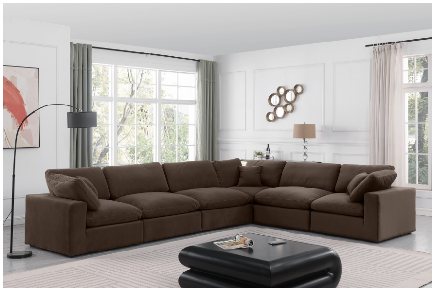 Comfy Brown Velvet Sectional