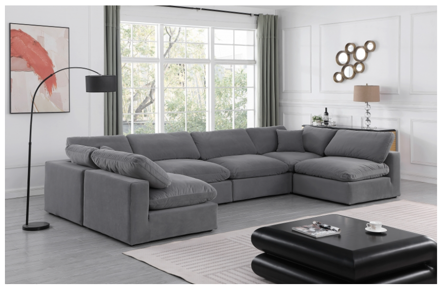 Comfy Grey Velvet Sectional