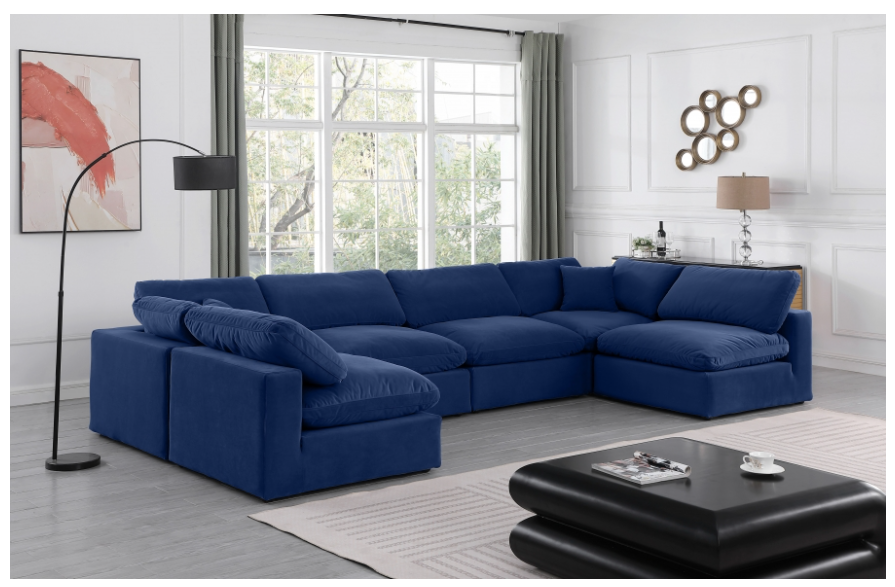 Comfy Navy Velvet Sectional