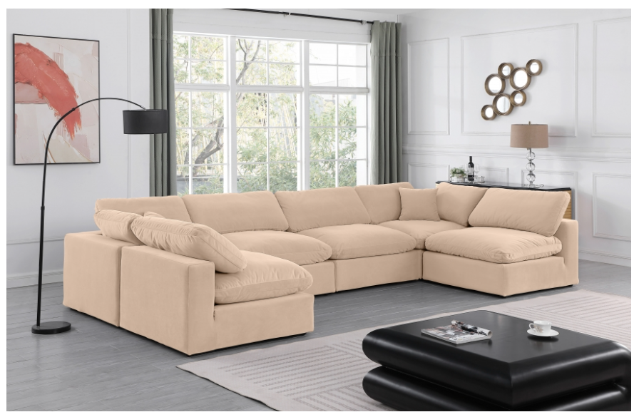 Comfy Beige Velvet Sectional