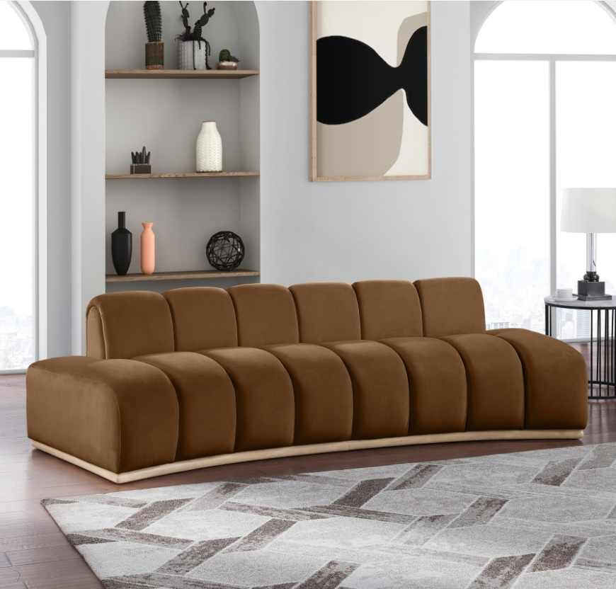 Jace Saddle Velvet Upholstered Sofa
