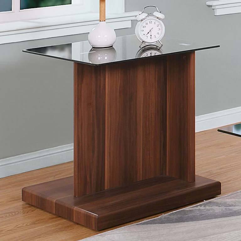 Mannedorf Collection Black/Dark Walnut End Table