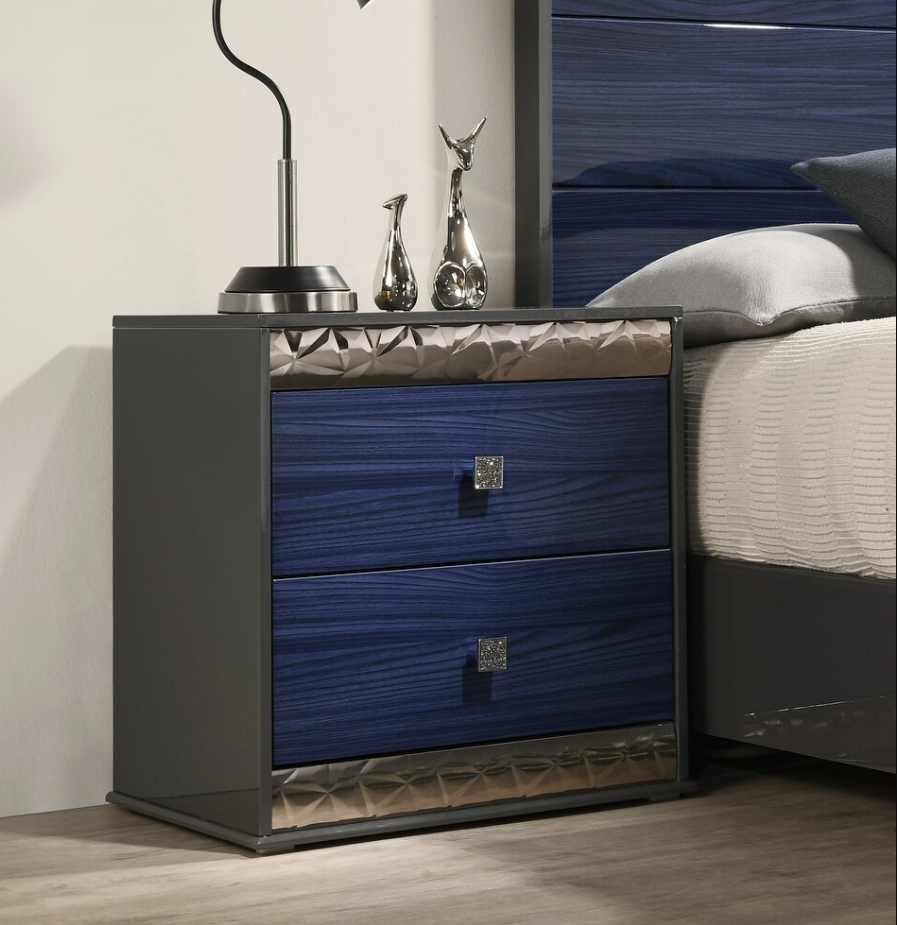 Morcote Ash Gray/Indigo Blue Nightstand