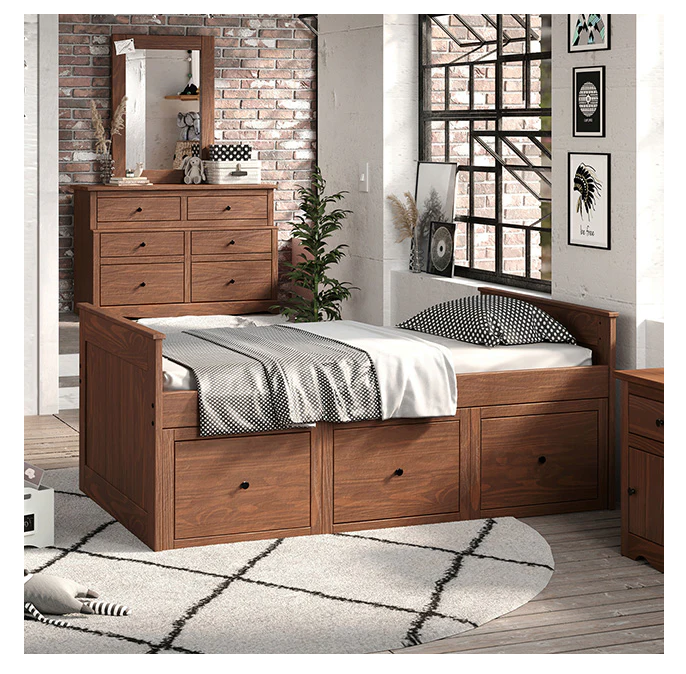 Marinos Mahogany Twin Captain Bed