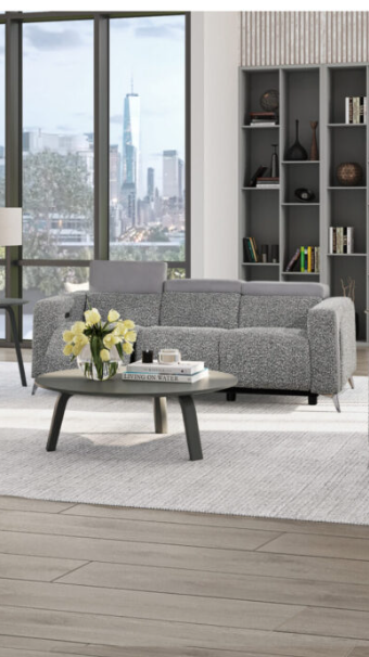 U8521 TAUPE/DARK GREY 36 POWER RECLINING SOFA