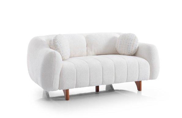 Snowy Stationary Livingroom Loveseat Cream