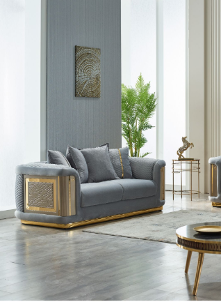 Elegance Stationary Livingroom Loveseat Light Grey