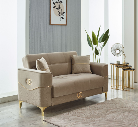 Clara Convertible Livingroom Loveseat Beige