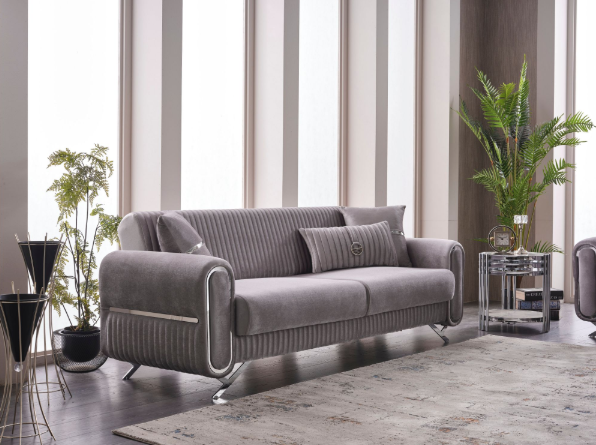 Royal Convertible Loveseat Light Grey