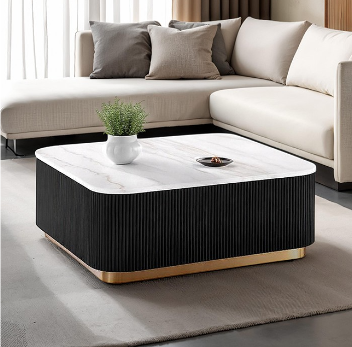 Virden Square Cocktail Table Black/White/Gold