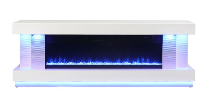 Peseux 71" TV Stand w/ Electric Fire Place White