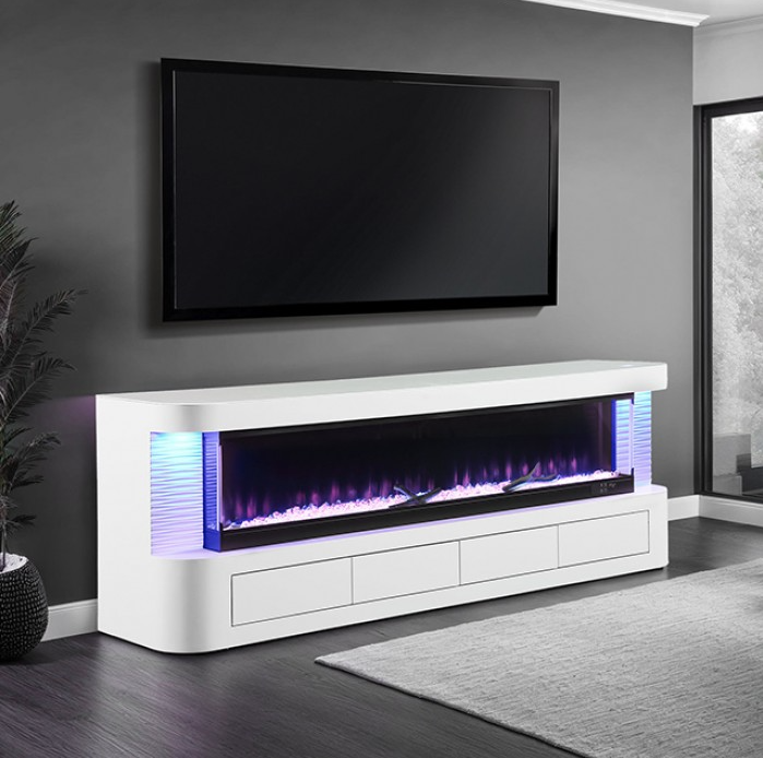 Luken 71" TV Stand w/ Electric Fire Place White