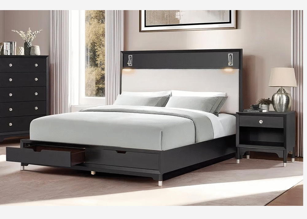 Torrance Black Storage E. King Bed