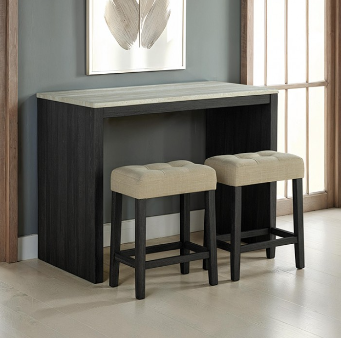 Zanaide 3 Pc. Dining Table Set Black/Gray/Beige