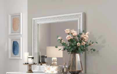Theodora Collection Mirror Pearl white
