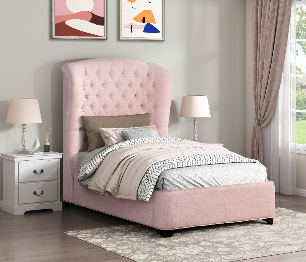 Cameo Pink Chenille Twin Bed
