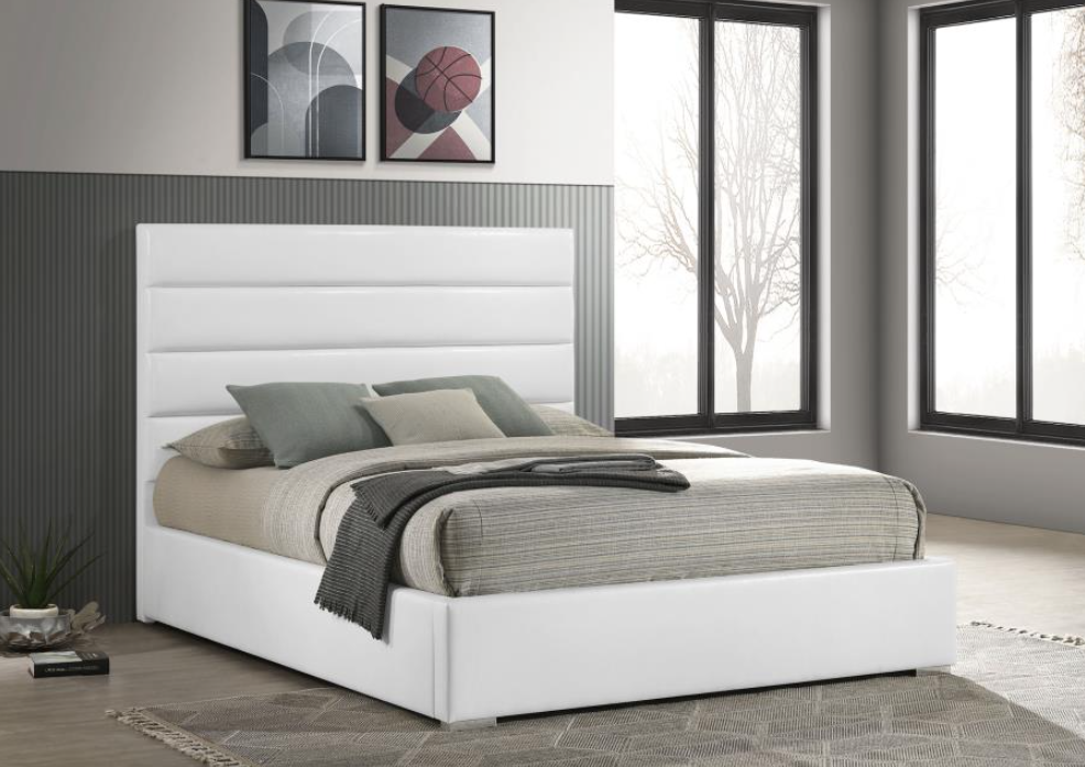 Felicity 53-inch Upholstered Eastern King Platform Bed White