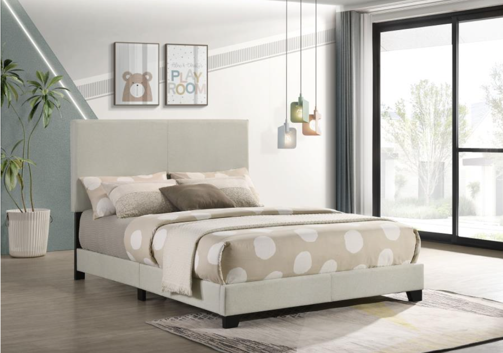 Dorian Fabric Upholstered Full Panel Bed Cream