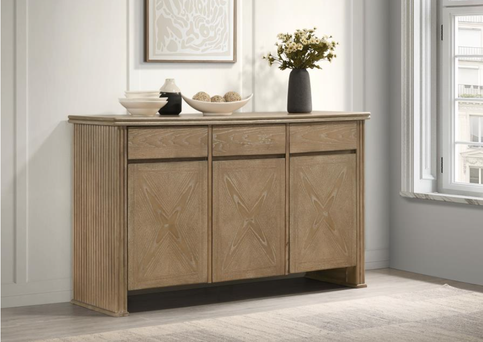 Adina 3-door 59-inch Sideboard Server Distressed Light Brown
